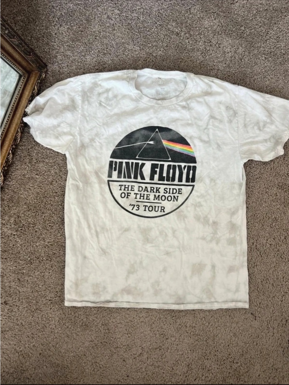 Pink Floyd 100% Cotton White Graphic 'The Dark Side of the Moon' Tour Tee